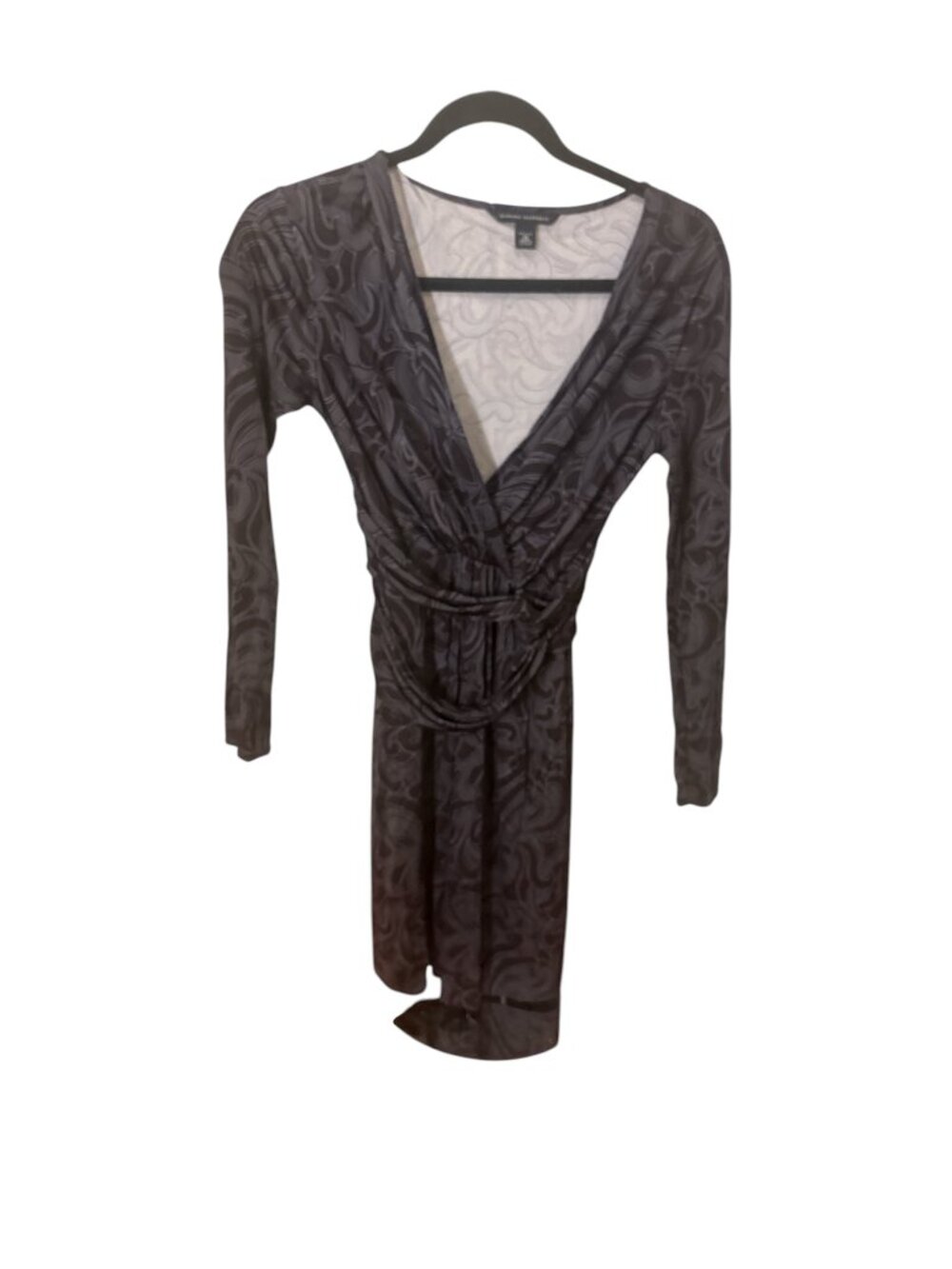 Banana Republic Gray Swirl Print Long Sleeve Knee-Length Dress